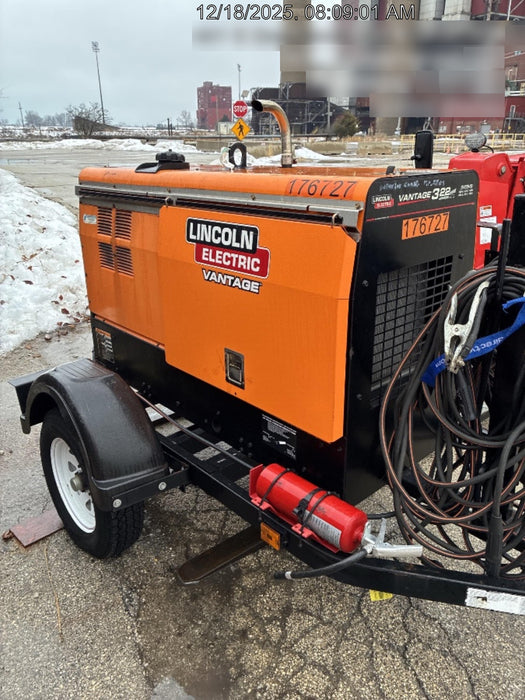 2021 Lincoln Electric Vantage 322 Vantage 322 Ready Pak 3 w/ Decals, ORANGE (includes trailer, cable rack, fender light kit) NO Telematics