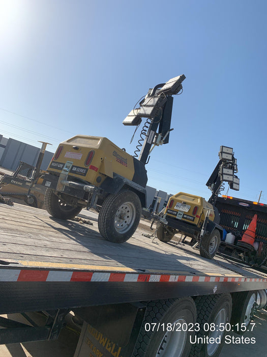 2022 Allmand NLV3GR (4) LED Light Fixture 350W, 23' Vertical Mast, 3kW Prime, Towable, Deep Sea L401, Leveling Jacks, Yanmar T4F 5.8hp