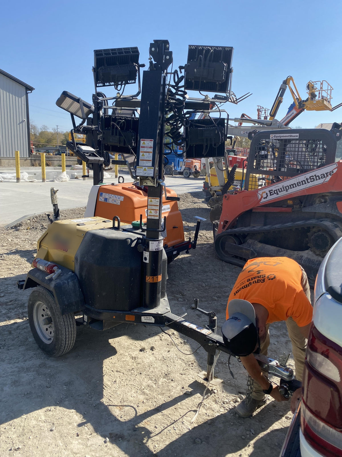 2022 Allmand NLV3GR (4) LED Light Fixture 350W, 23' Vertical Mast, 3kW Prime, Towable, Deep Sea L401, Leveling Jacks, Yanmar T4F 5.8hp