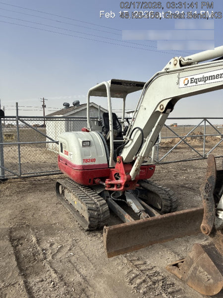 2019 Takeuchi TB240 Takeuchi TB240 Canopy w/Rubber Tracks, Auxiliary Hydraulics, Manual QC, Hydraulic Thumb, 12/18/24" Buckets