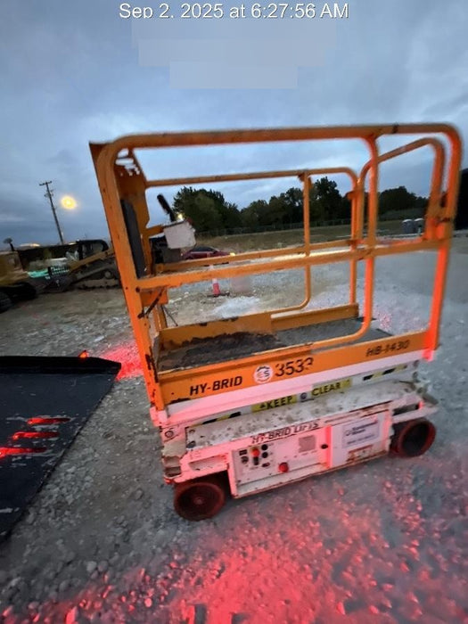 Custom Equipment HB-1430 Hy-Brid Scissor Lift
Platform capacity up to 670 lbs
Working height up to 20 ft
Weighs under 1,700 lbs
Non-marking wheels