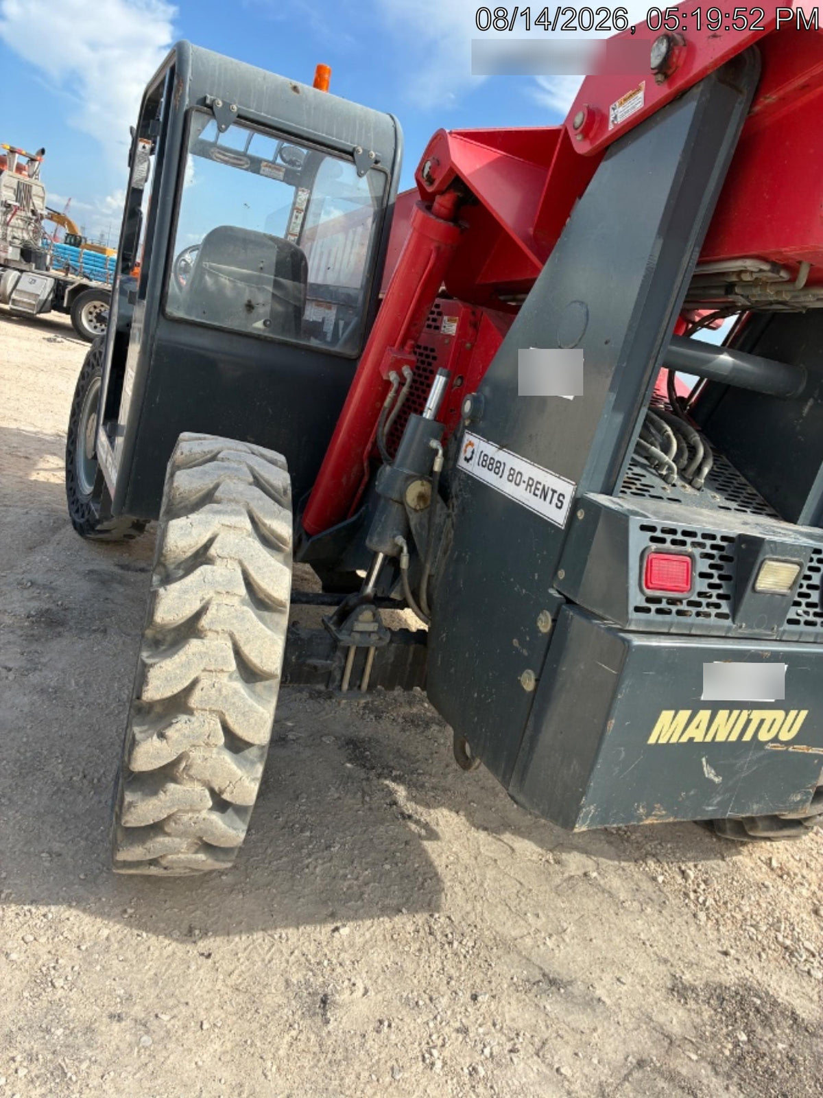 2019 Manitou MTA8044 MTA 8044 - 74 HP T4, Canopy, Worklights/Strobe, Beacon, 66" Carriage, 48" Forks, Solid Tires, Lift Hook, Aux Hydraulics