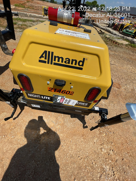 2022 Allmand NLV3GR (4) LED Light Fixture 350W, 23' Vertical Mast, 3kW Prime, Towable, Deep Sea L401, Leveling Jacks, Yanmar T4F 5.8hp