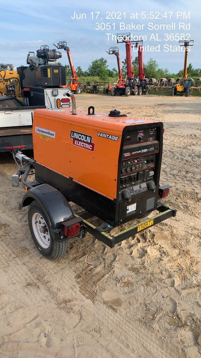 2021 Lincoln Electric Vantage 322 Vantage 322 Ready Pak 3 w/ Telematics & Decals, ORANGE (includes trailer, cable rack, fender light kit)