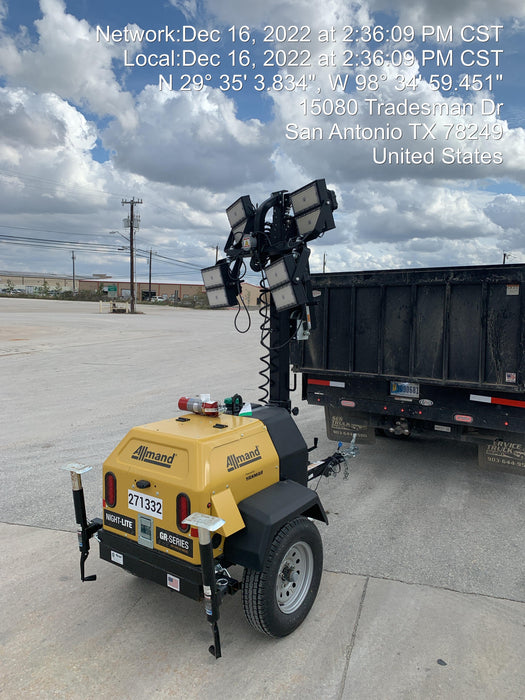 2022 Allmand NLV3GR (4) LED Light Fixture 350W, 23' Vertical Mast, 3kW Prime, Towable, ES Decals, T3