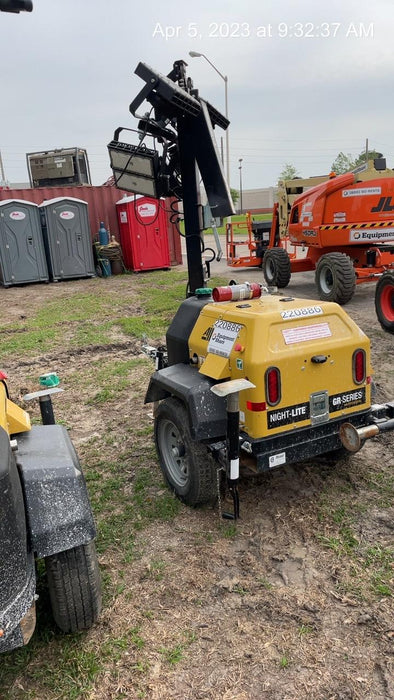 2022 Allmand NLV3GR (4) LED Light Fixture 350W, 23' Vertical Mast, 3kW Prime, Towable, Deep Sea L401, Leveling Jacks, Yanmar T4F 5.8hp