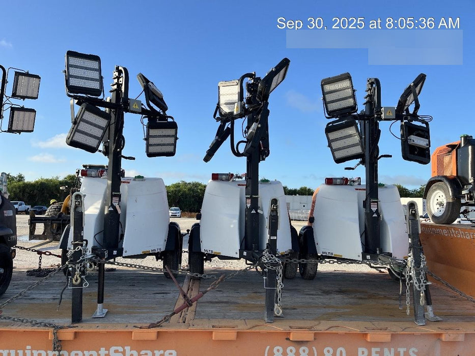 2021 Allmand NLV3GR (4) LED Light Fixture 350W, 23' Vertical Mast, 3kW Prime, Towable, Deep Sea L401, Leveling Jacks, Yanmar T4F 5.8hp