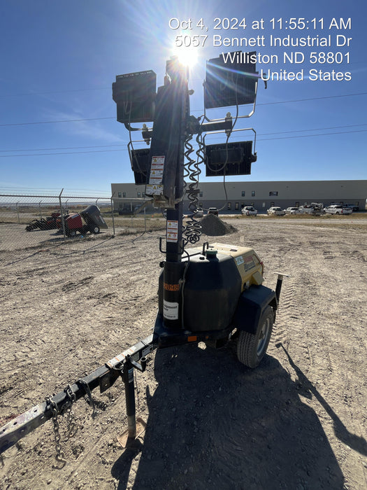 2022 Allmand NLV3GR (4) LED Light Fixture 350W, 23' Vertical Mast, 3kW Prime, Towable, Deep Sea L401, Leveling Jacks, Yanmar T4F 5.8hp