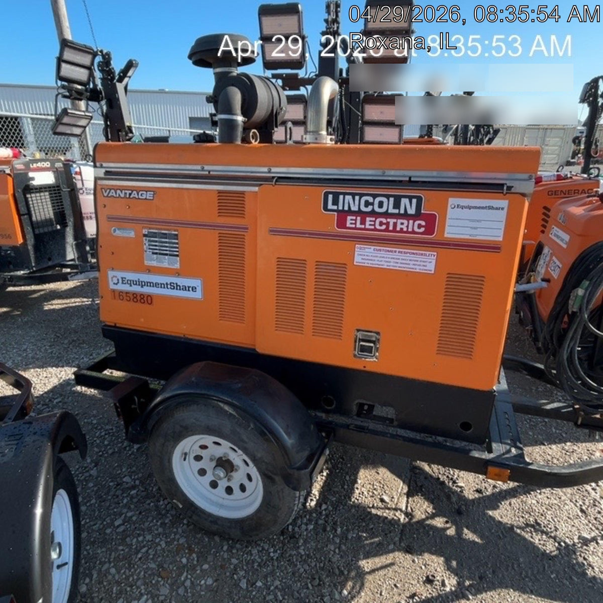 2021 Lincoln Electric Vantage 549X Ready Pak 3, ORANGE (includes trailer, cable rack, fender light kit)
