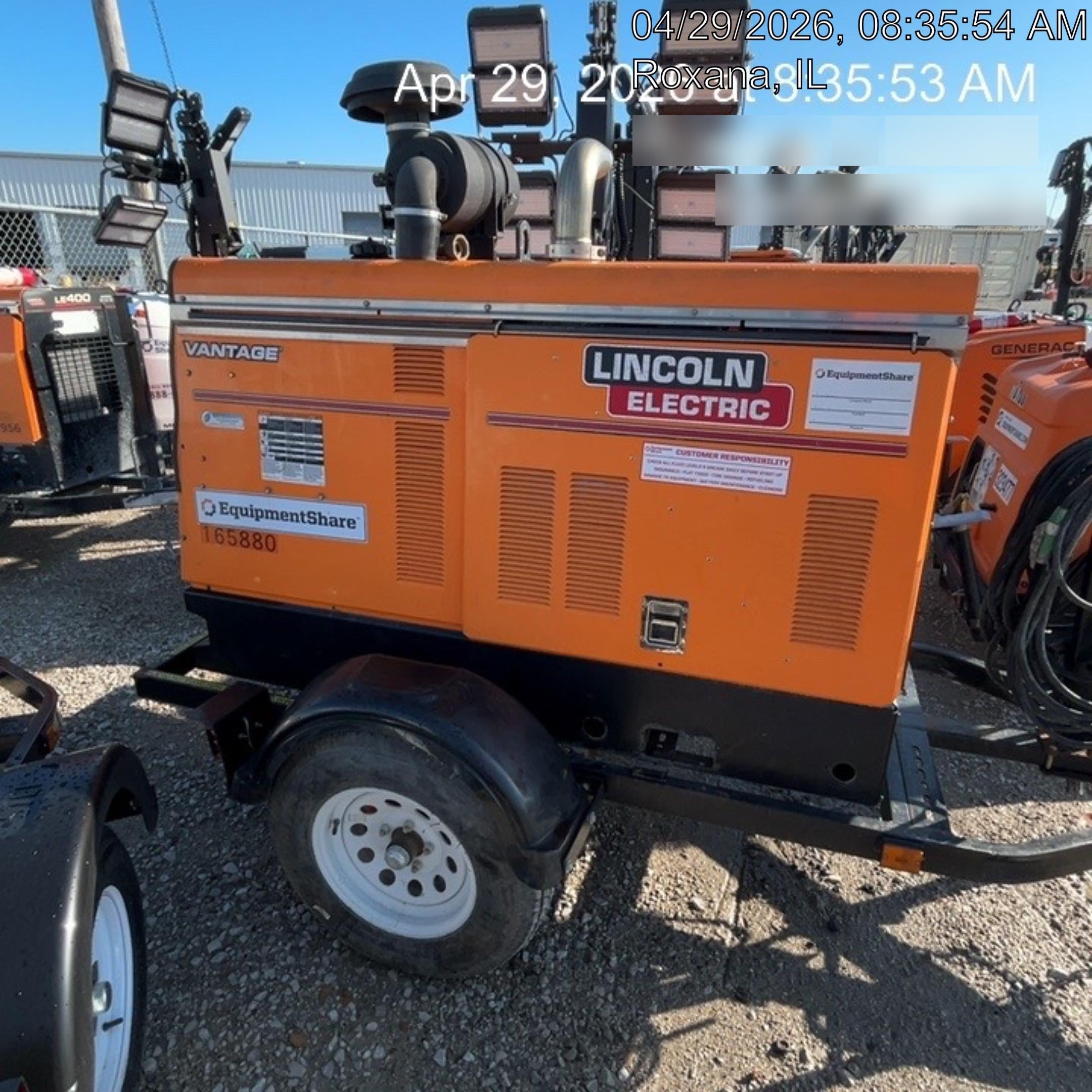 2021 Lincoln Electric Vantage 549X Ready Pak 3, ORANGE (includes trailer, cable rack, fender light kit)