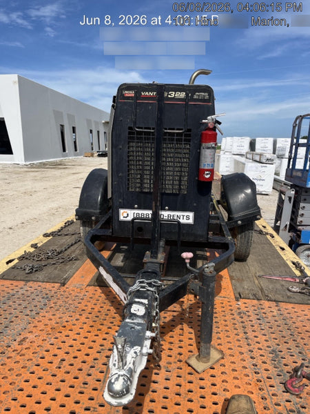 2019 Lincoln Electric Vantage 322 Welder Ready-Pak 3, Two wheel trailer, Fender and Light kit, Cable Rack