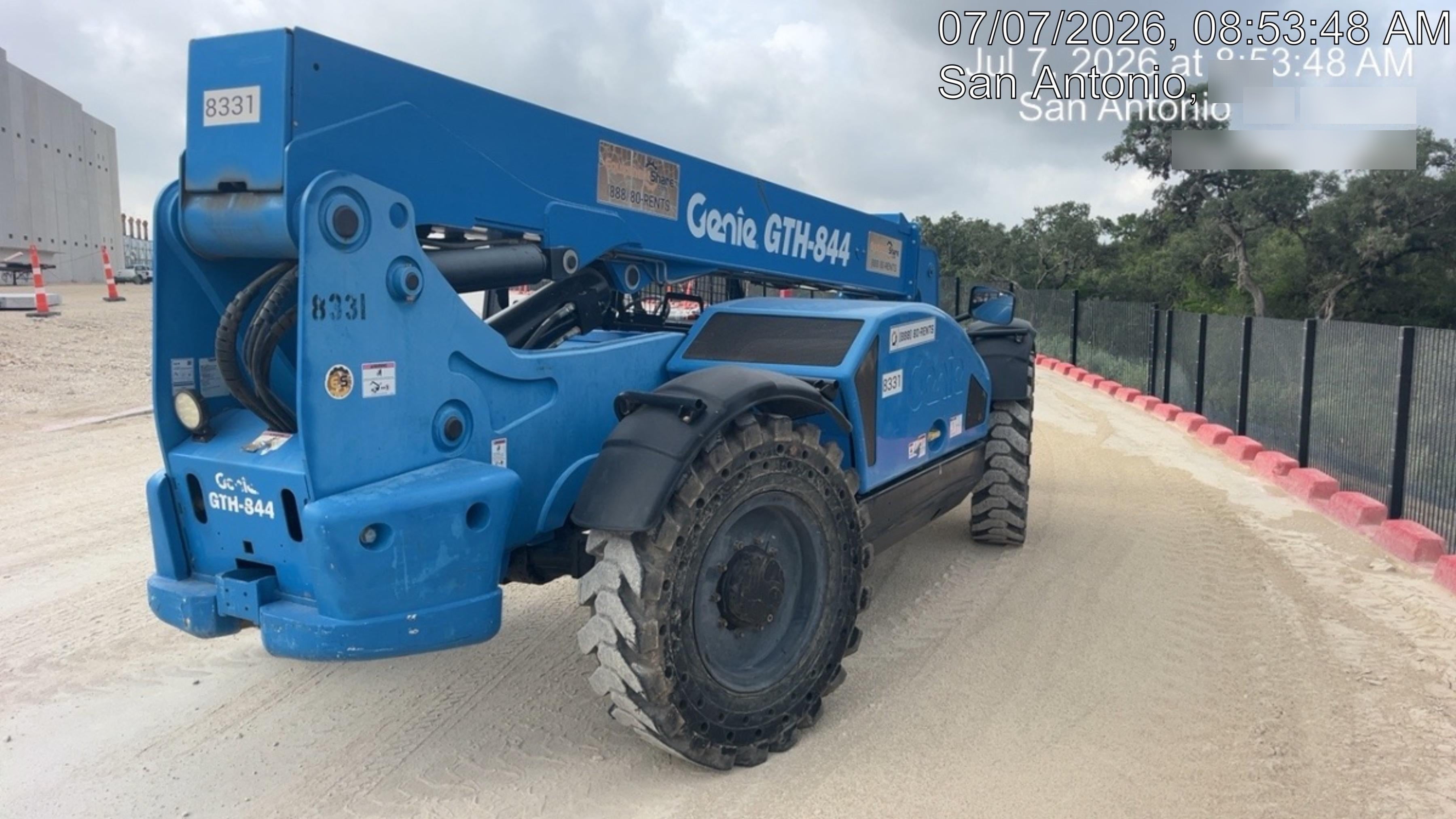 2018 Genie GTH-844 Genie GTH-844D w/Open ROPS, Solid Tires, Work Light/Beacon, 60" Carriage and Forks