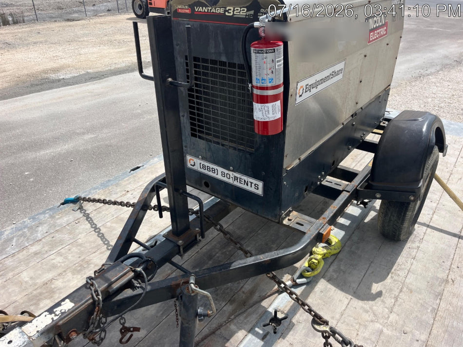 2019 Lincoln Electric Vantage 322 Ready-Pak 3, Two Wheel Trailer, Fender and Light Kit, Cable Rack