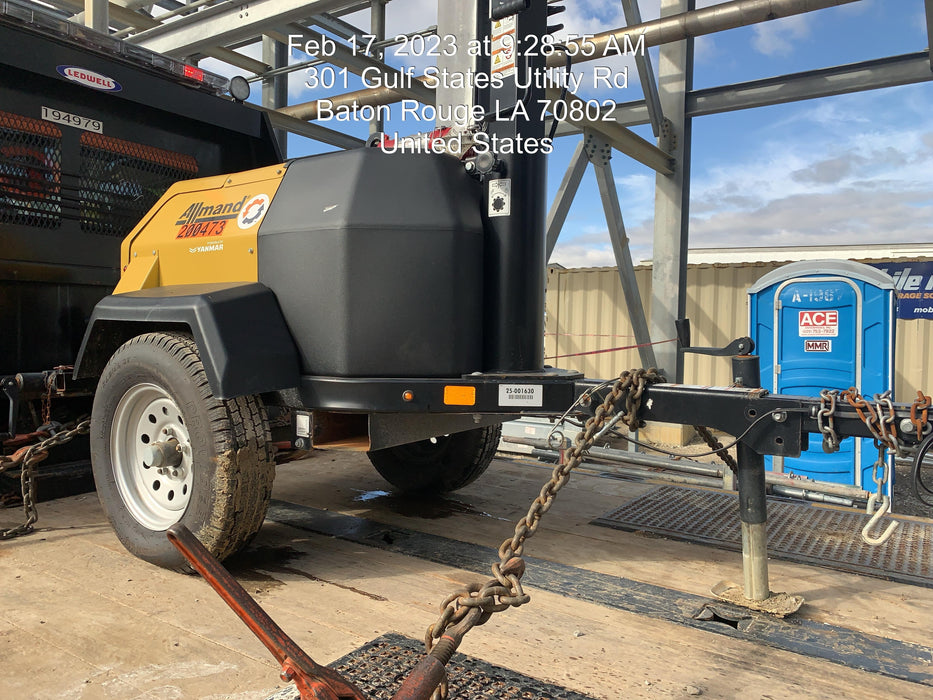 2022 Allmand NLV3GR (4) LED Light Fixture 350W, 23' Vertical Mast, 3kW Prime, Towable, Deep Sea L401, Leveling Jacks, Yanmar T4F 5.8hp