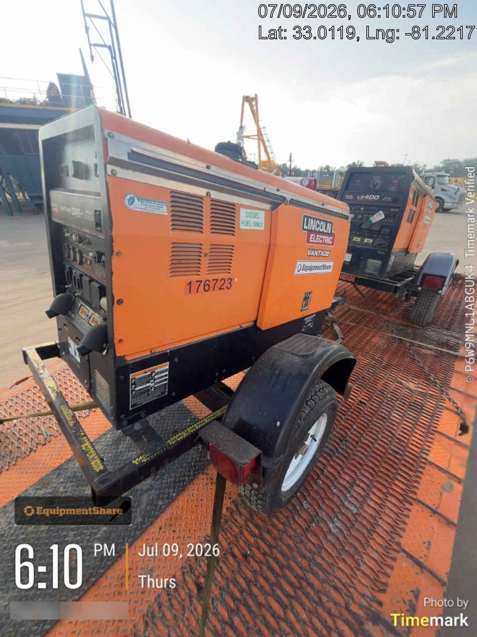 2021 Lincoln Electric Vantage 322 Vantage 322 Ready Pak 3 w/ Decals, ORANGE (includes trailer, cable rack, fender light kit) NO Telematics