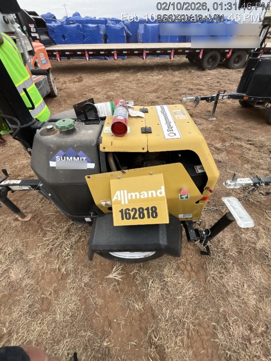 2021 Allmand NLV3GR (4) LED Light Fixture 350W, 23' Vertical Mast, 3kW Prime, Towable, Deep Sea L401, Leveling Jacks, Yanmar T4F 5.8hp