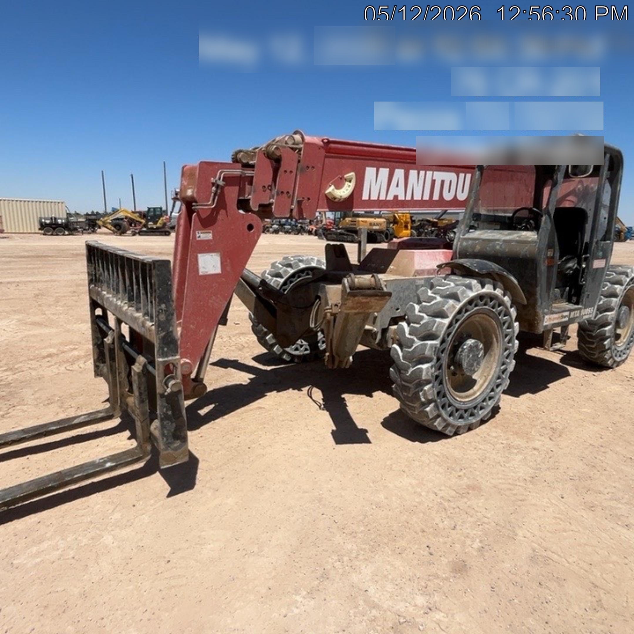 2018 Manitou MTA10055 Manitou MTA 10055 w/Open ROPS, Work Lights/Strobe, Aux Hyd, Solid Tires, Lift Hook, 66" Carriage, 60" Forks