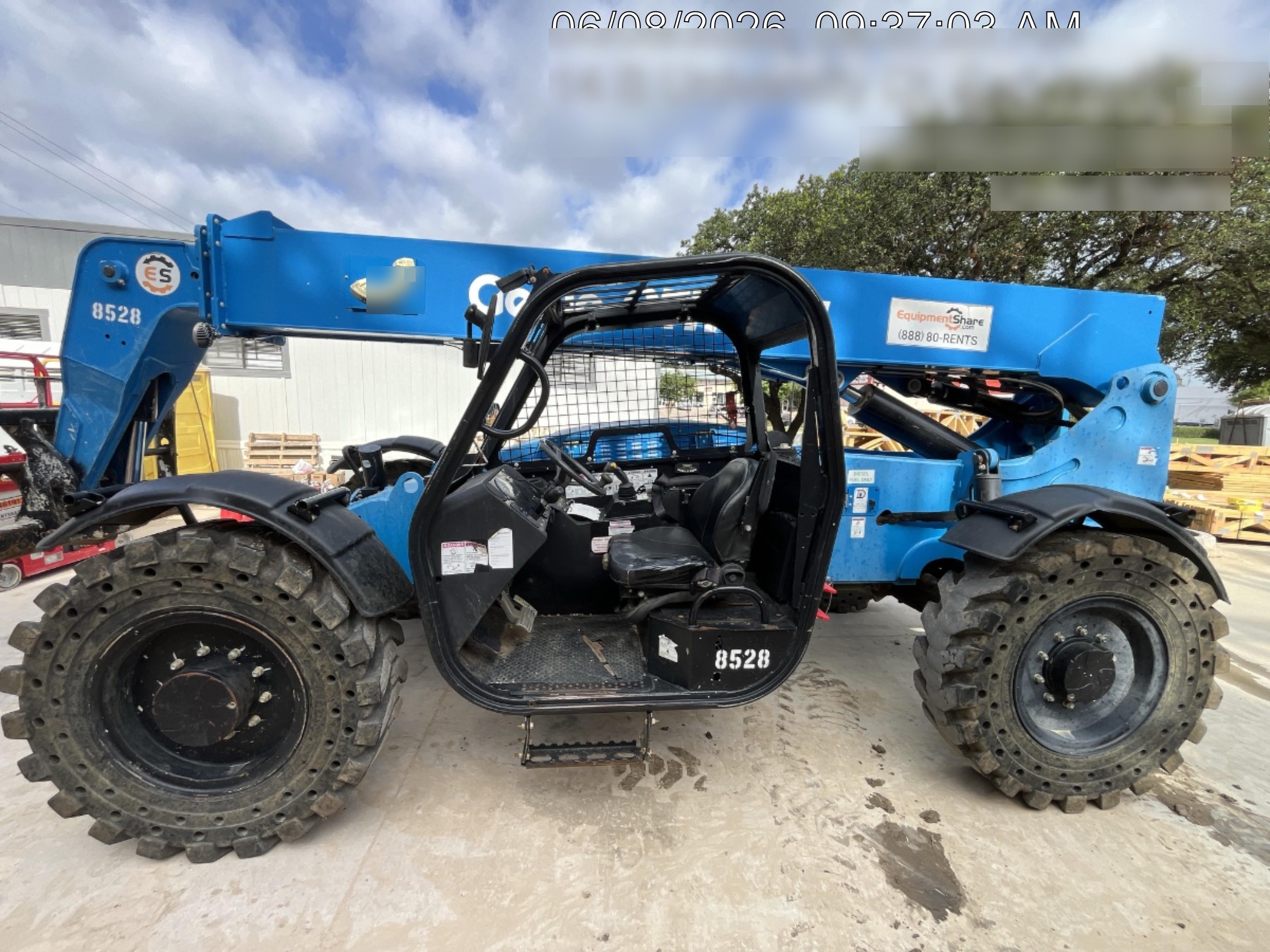 2018 Genie GTH-844 Genie GTH-844D w/Open ROPS, Solid Tires, Work Light/Beacon, 60" Carriage and Forks