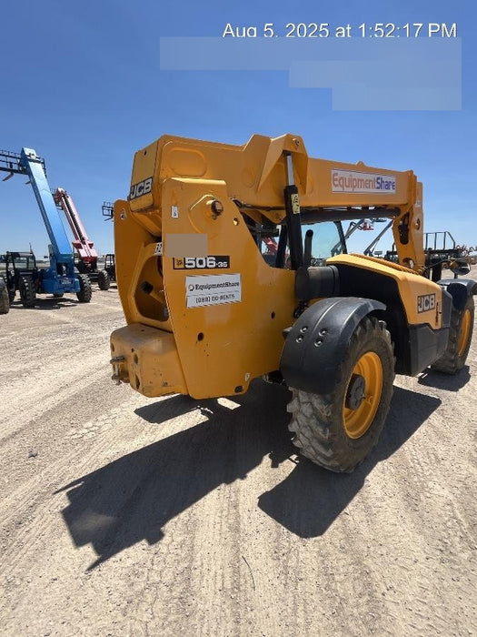 2019 JCB 506-36 Canopy, 74 HP, Foam Filled Tires, STD Worklight, Beacon, Aux Hydraulics, Lifting Eye, Back up Alarm w/48" Carriage/48" Forks