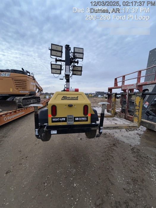 2022 Allmand NLV3GR (4) LED Light Fixture 350W, 23' Vertical Mast, 3kW Prime, Towable, Deep Sea L401, Leveling Jacks, Yanmar T4F 5.8hp