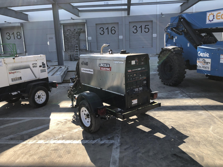 2019 Lincoln Electric Vantage 322 Ready-Pak 3, Two Wheel Trailer, Fender and Light Kit, Cable Rack