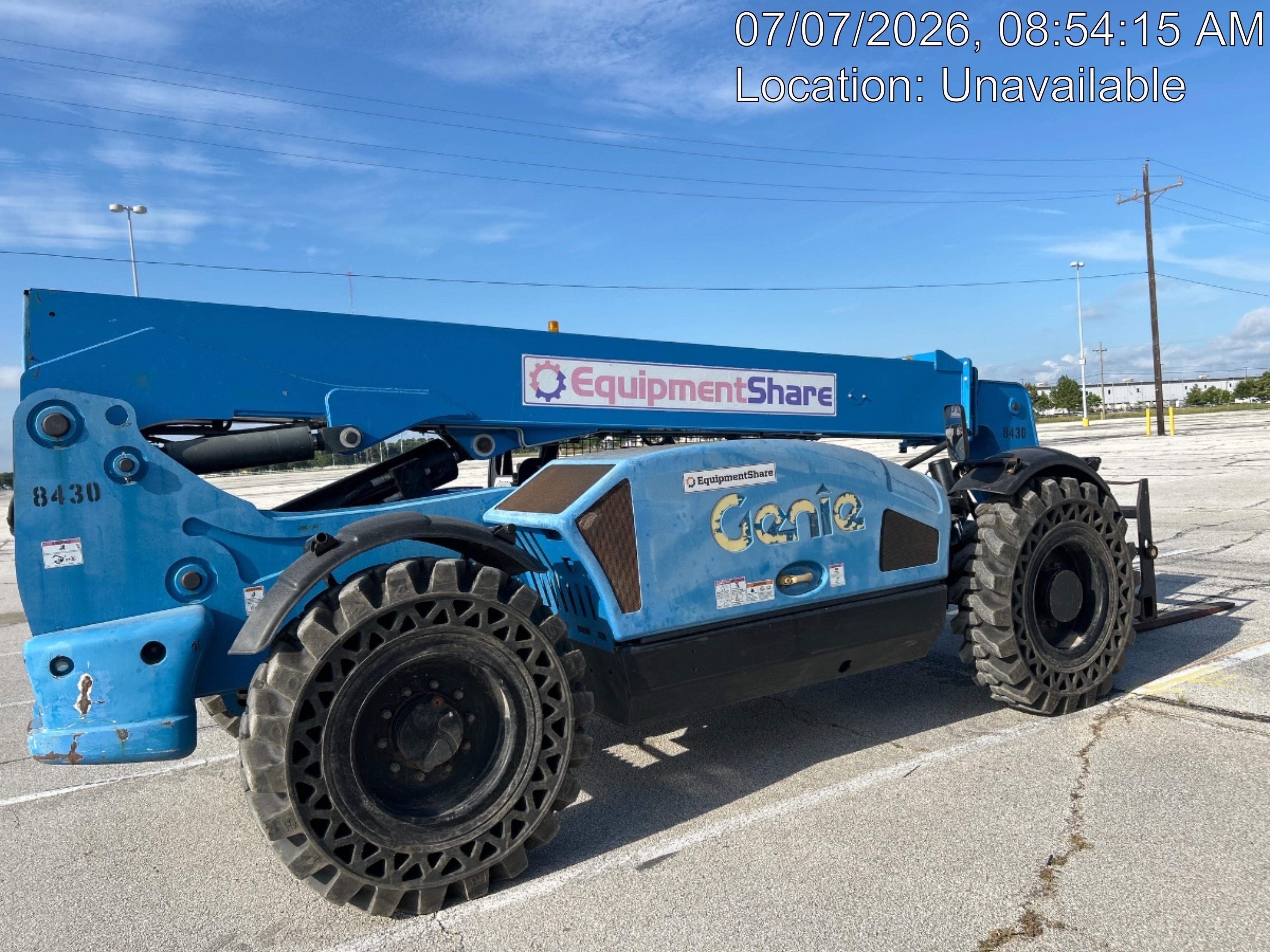 2018 Genie GTH-844 Genie GTH-844D w/Open ROPS, Solid Tires, Work Light/Beacon, 60" Carriage and Forks