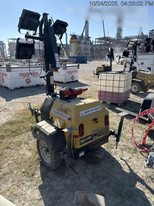 2022 Allmand NLV3GR (4) LED Light Fixture 350W, 23' Vertical Mast, 3kW Prime, Towable, Deep Sea L401, Leveling Jacks, Yanmar T4F 5.8hp