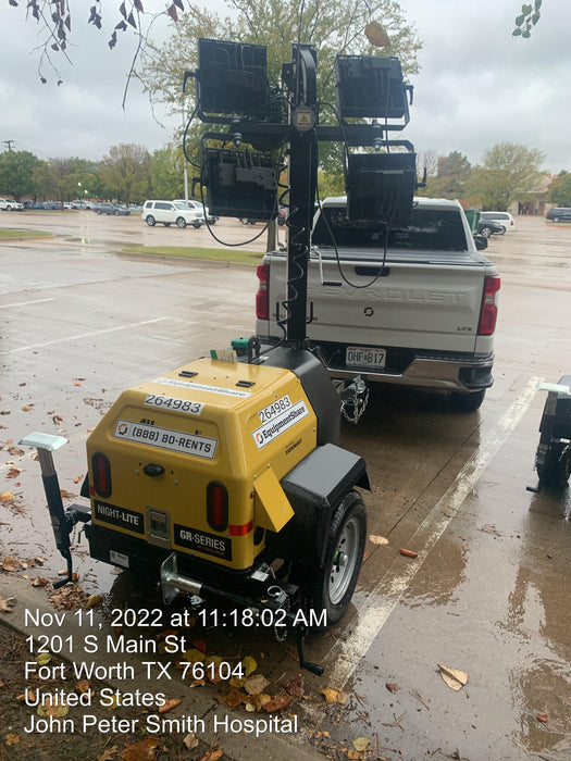 2022 Allmand NLV3GR (4) LED Light Fixture 350W, 23' Vertical Mast, 3kW Prime, Towable, ES Decals, T3