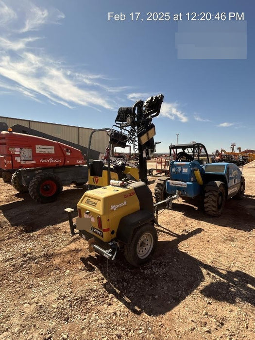 2022 Allmand NLV3GR (4) LED Light Fixture 350W, 23' Vertical Mast, 3kW Prime, Towable, Deep Sea L401, Leveling Jacks, Yanmar T4F 5.8hp