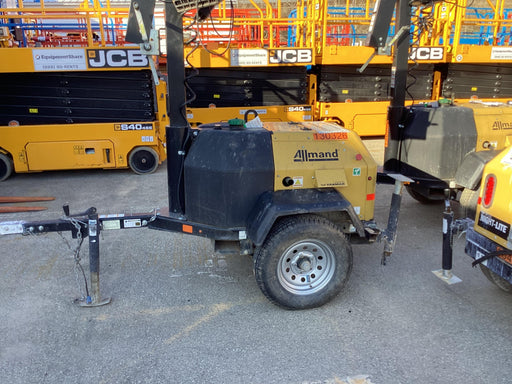 2021 Allmand NLV3GR (4) LED Light Fixture 350W, 23' Vertical Mast, 3kW Prime, Towable, Deep Sea L401, Leveling Jacks, Yanmar T4F 5.8hp