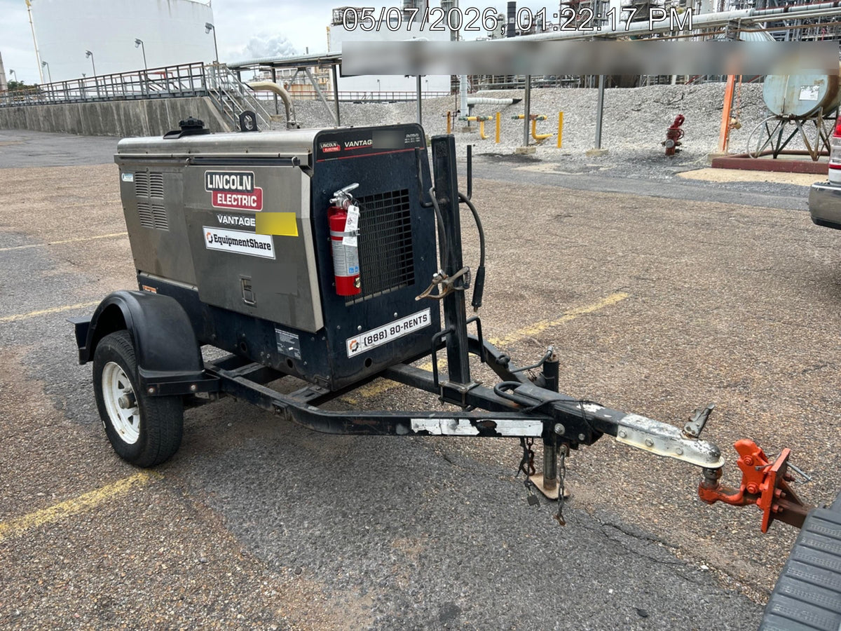 2019 Lincoln Electric Vantage 322 Ready-Pak 3, Two Wheel Trailer, Fender and Light Kit, Cable Rack