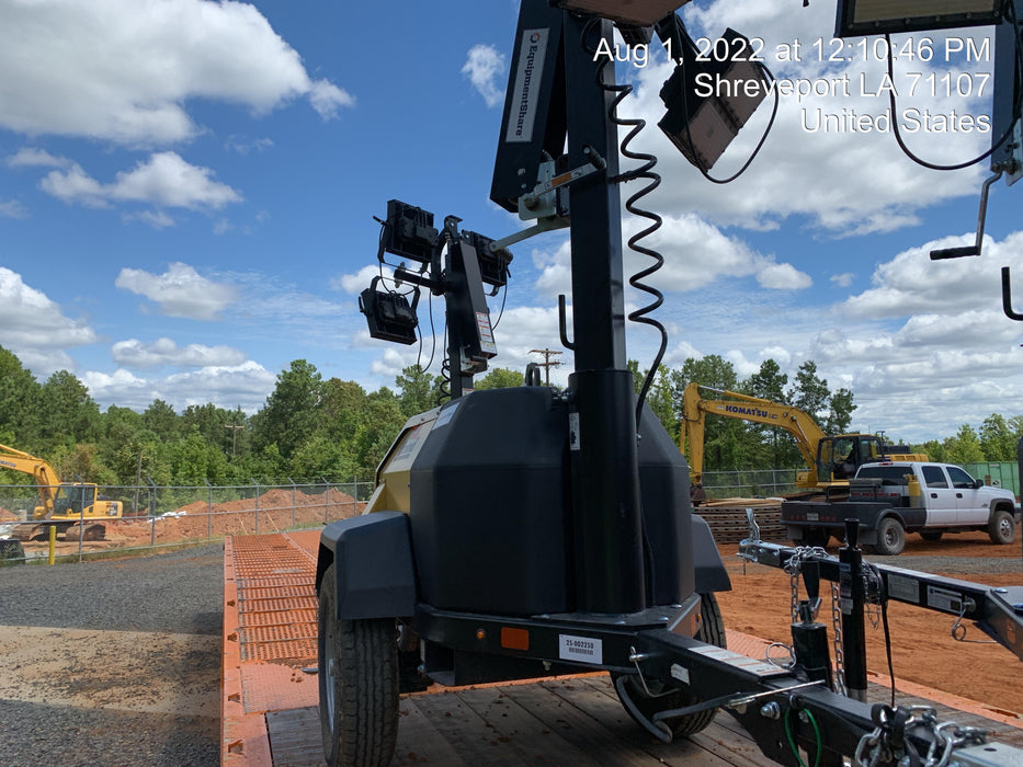 2022 Allmand NLV3GR (4) LED Light Fixture 350W, 23' Vertical Mast, 3kW Prime, Towable, Deep Sea L401, Leveling Jacks, Yanmar T4F 5.8hp