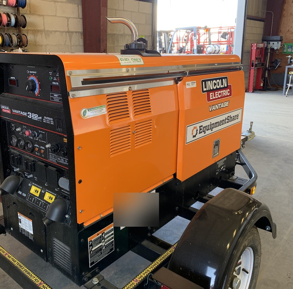 2021 Lincoln Electric Vantage 322 Vantage 322 Ready Pak 3 w/ Decals, ORANGE (includes trailer, cable rack, fender light kit) NO Telematics