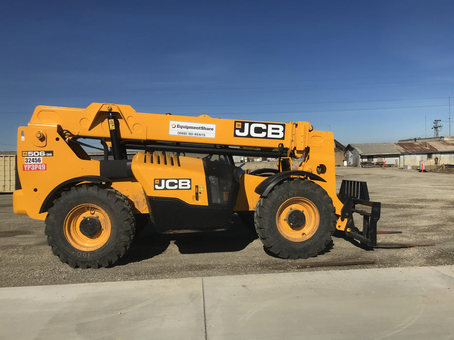2019 JCB 506-36 Canopy, 74 HP, Foam Filled Tires, STD Worklight, Beacon, Aux Hydraulics, Lifting Eye, Back up Alarm 48" Carriage/48" Forks