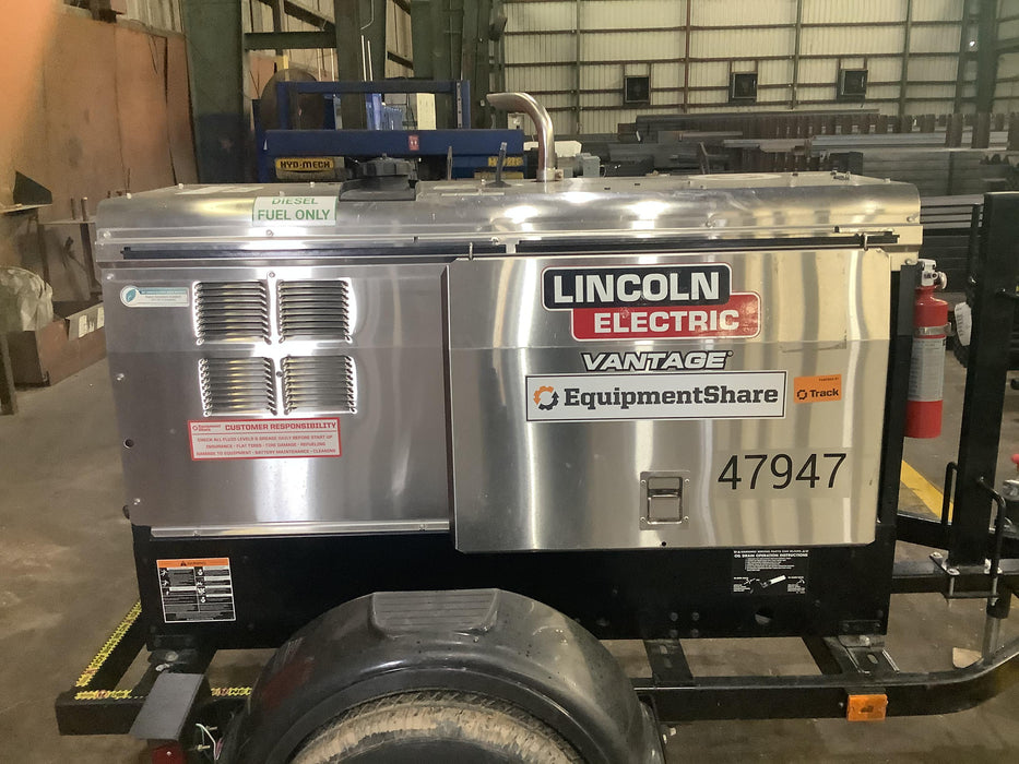 2019 Lincoln Electric Vantage 322 Ready-Pak 3, Two Wheel Trailer, Fender and Light Kit, Cable Rack