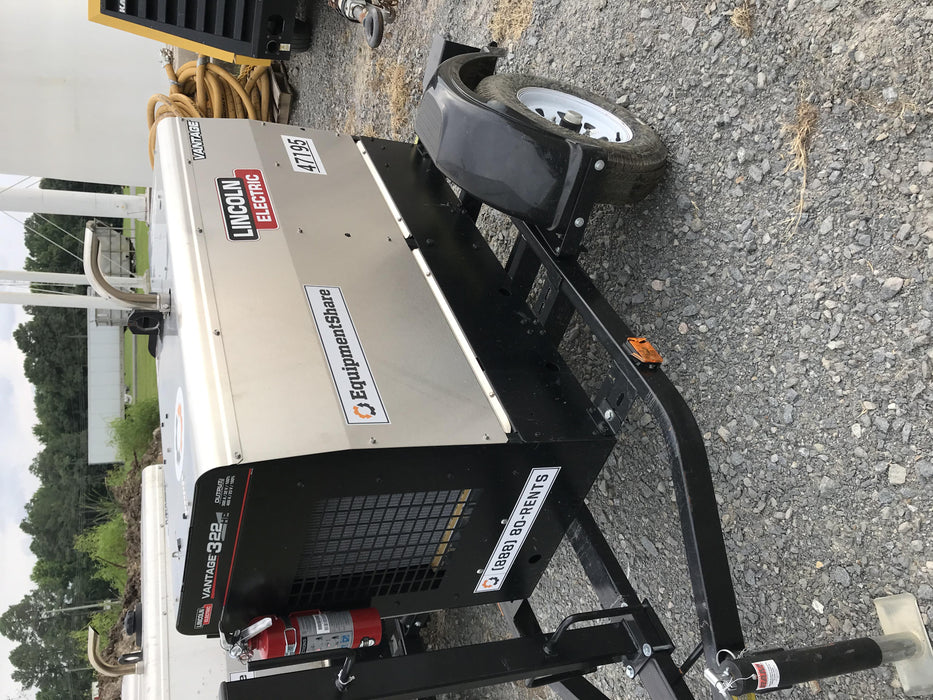 2019 Lincoln Electric Vantage 322 Ready-Pak 3, Two Wheel Trailer, Fender and Light Kit, Cable Rack