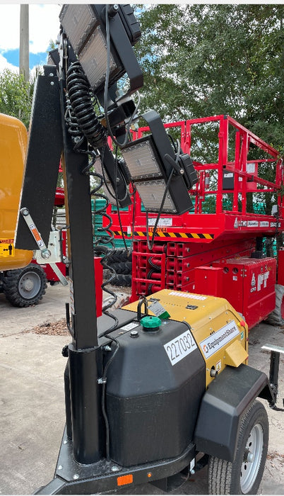 2022 Allmand NLV3GR (4) LED Light Fixture 350W, 23' Vertical Mast, 3kW Prime, Towable, Deep Sea L401, Leveling Jacks, Yanmar T4F 5.8hp