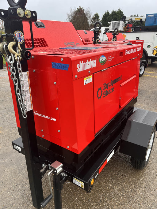 2024 Shindaiwa DGW400MDL Kubota D902 Engine, 23 HP, Dual Op Welder, Wire, Arc, Droop Stick, Tig, and CC Stick Functionality, Simulphase, 3 Phase and 1 Phase Gen Output, Single Axle NB Trlr, Slr Trckl Chrg 12V 12W, Fire Ext