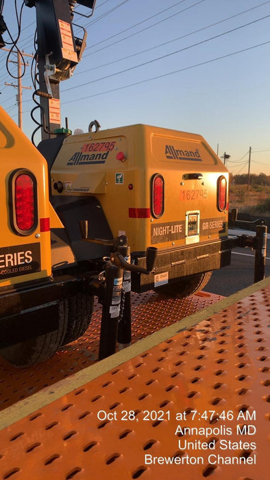 2021 Allmand NLV3GR (4) LED Light Fixture 350W, 23' Vertical Mast, 3kW Prime, Towable, Deep Sea L401, Leveling Jacks, Yanmar T4F 5.8hp