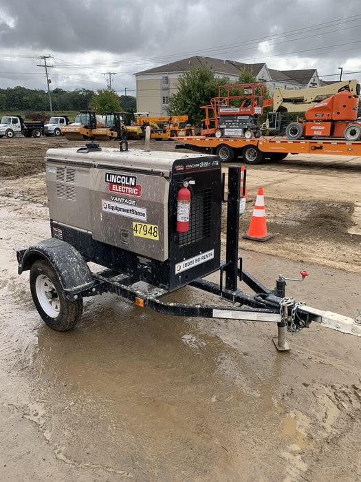 2019 Lincoln Electric Vantage 322 Ready-Pak 3, Two Wheel Trailer, Fender and Light Kit, Cable Rack