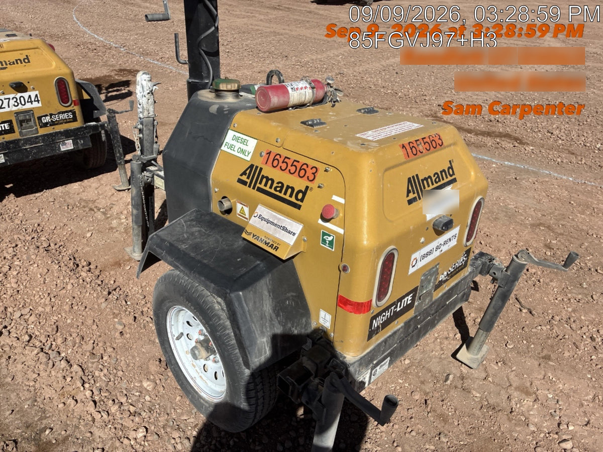 2021 Allmand NLV3GR (4) LED Light Fixture 350W, 23' Vertical Mast, 3kW Prime, Towable, Deep Sea L401, Leveling Jacks, Yanmar T4F 5.8hp