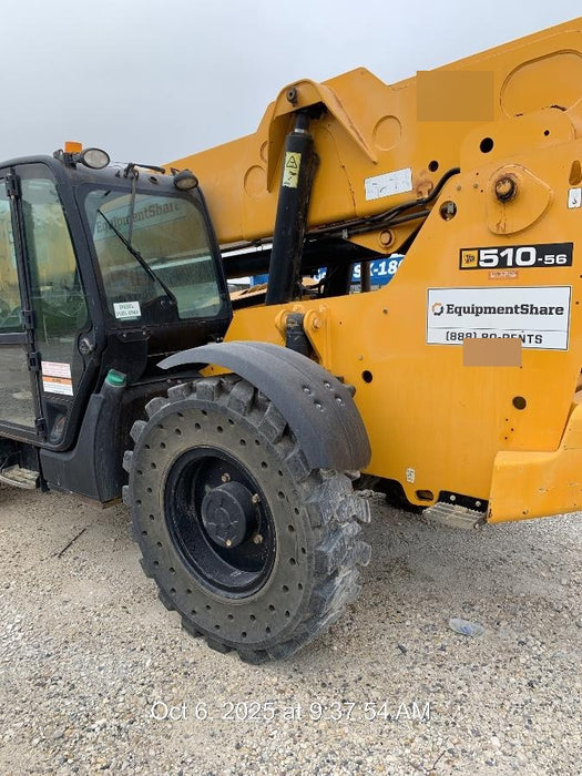 2018 JCB 510-56 JCB 510-56 Telehandler 74 HP w/CAB/HVAC, Beacon, Worklights, Aux Hydraulics, Solid Tires, 60" Carriage/Forks
