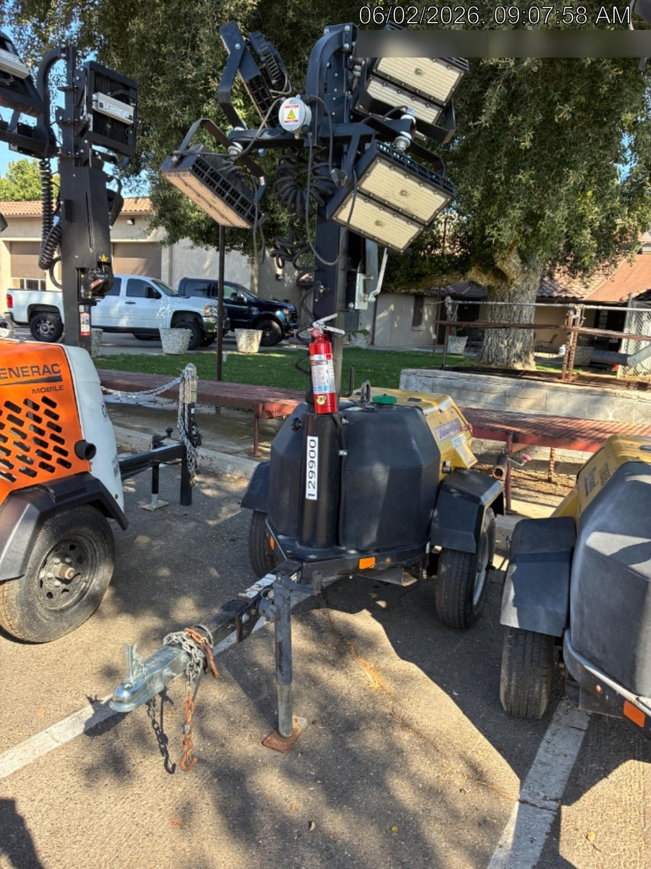 2021 Allmand NLV3GR (4) LED Light Fixture 350W, 23' Vertical Mast, 3kW Prime, Towable, Deep Sea L401, Leveling Jacks, Yanmar T4F 5.8hp