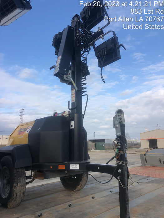 2022 Allmand NLV3GR (4) LED Light Fixture 350W, 23' Vertical Mast, 3kW Prime, Towable, Deep Sea L401, Leveling Jacks, Yanmar T4F 5.8hp