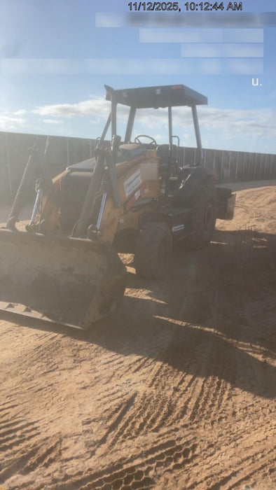 2019 Case 570N EP Canopy, 4WD, GP Front Bucket, Dual Tilt Cylinder, 84" Box Blade w/ Scarifier, Wheel Weights, Beacon