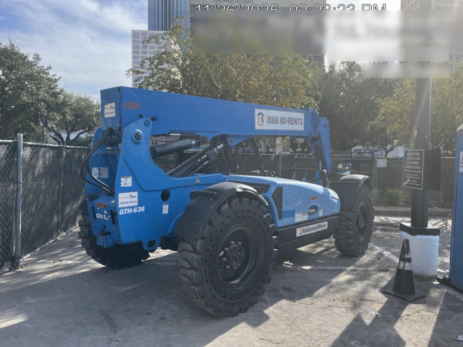 2019 Genie GTH-636 Canopy, Solid RT Tires, LED Work Lights, Beacon 60" QA Carriage, 48" Forks