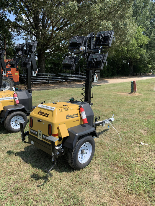 2021 Allmand NLV3GR (4) LED Light Fixture 350W, 23' Vertical Mast, 3kW Prime, Towable, Deep Sea L401, Leveling Jacks, Yanmar T4F 5.8hp