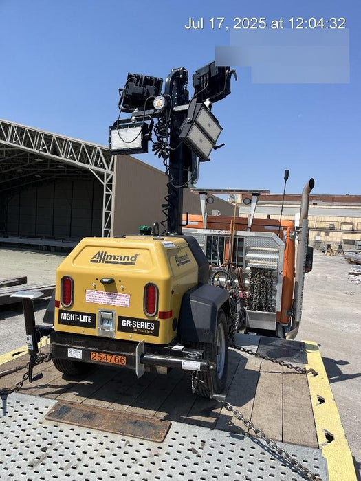 2022 Allmand NLV3GR (4) LED Light Fixture 350W, 23' Vertical Mast, 3kW Prime, Towable, ES Decals, T3