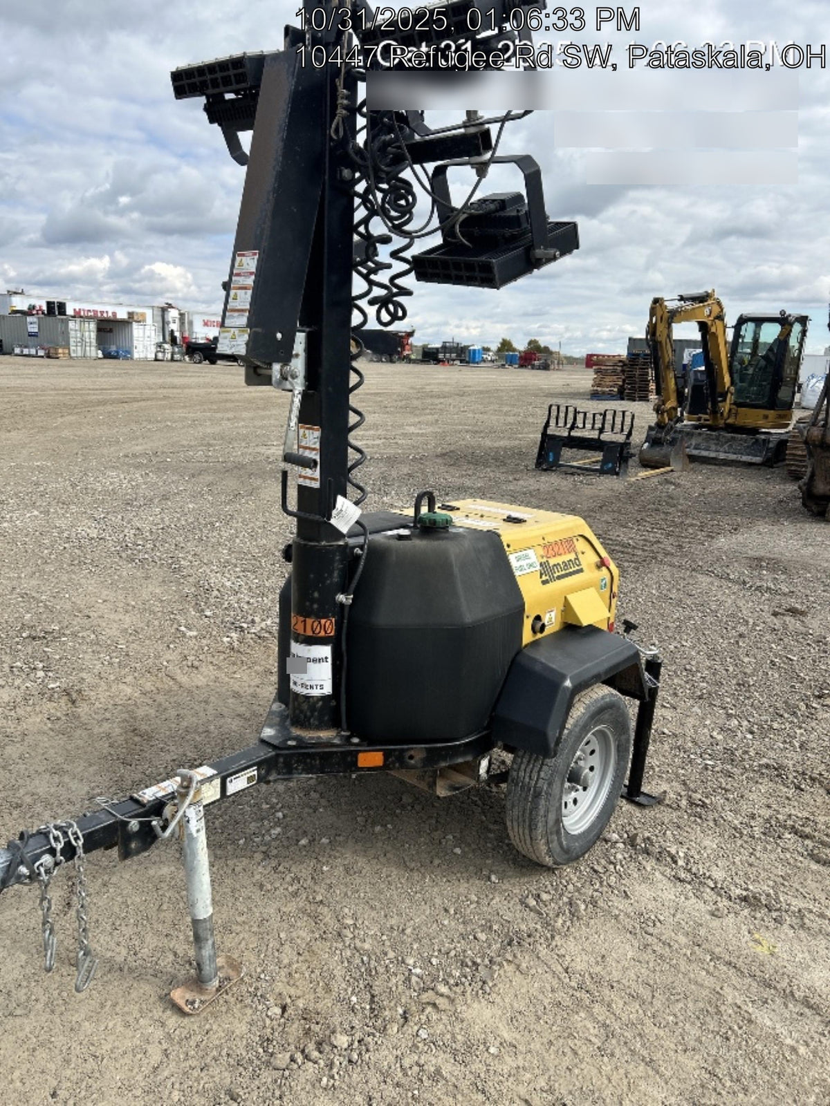 2022 Allmand NLV3GR (4) LED Light Fixture 350W, 23' Vertical Mast, 3kW Prime, Towable, Deep Sea L401, Leveling Jacks, Yanmar T4F 5.8hp