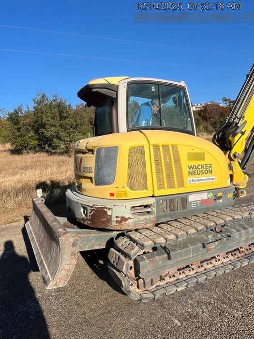 Wacker Neuson ET90 Enclosed Cab, Hybrid Tracks, Long Dipperstick, Bucket